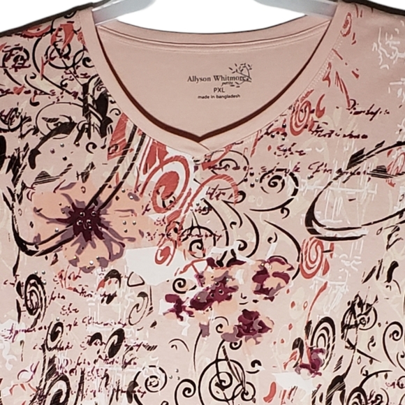 Allyson Whitmore PXL pink baddazed front pullover Top. 095 - Picture 2 of 4